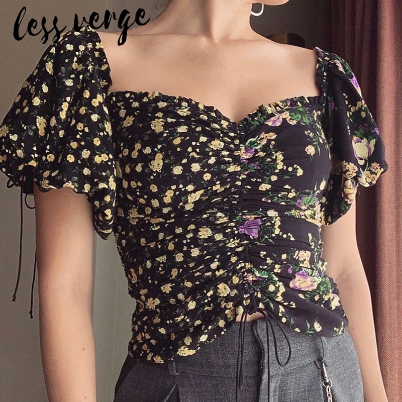 Блузка женская шифоновая с цветочным принтом элегантная винтажная рубашка