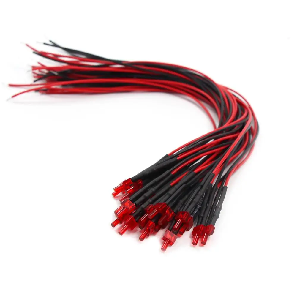 20 штук Предварительно проводной 2 мм с Красной светодиодной лампой светильник