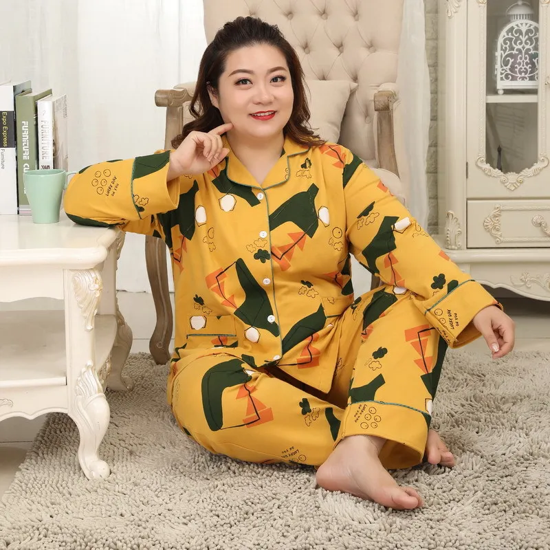 Новинка одежда свежие пижамные комплекты из 2 предметов для полных Милая женская