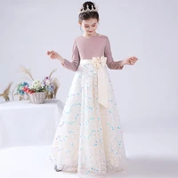 real picture sparkly long sleeve flower girls dress 2022 sequined birthday party pageant gowns bow kids junior bridesmaids dress