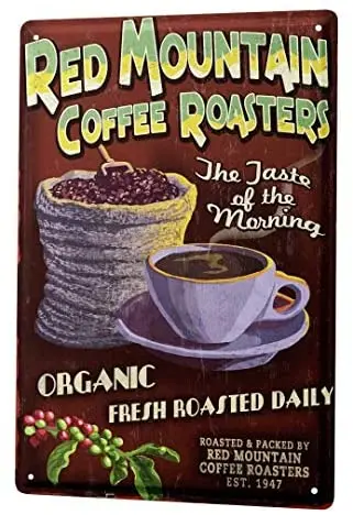 

Tin Sign Decor Plaques Coffee Cafe Bar Red Mountain Roastery