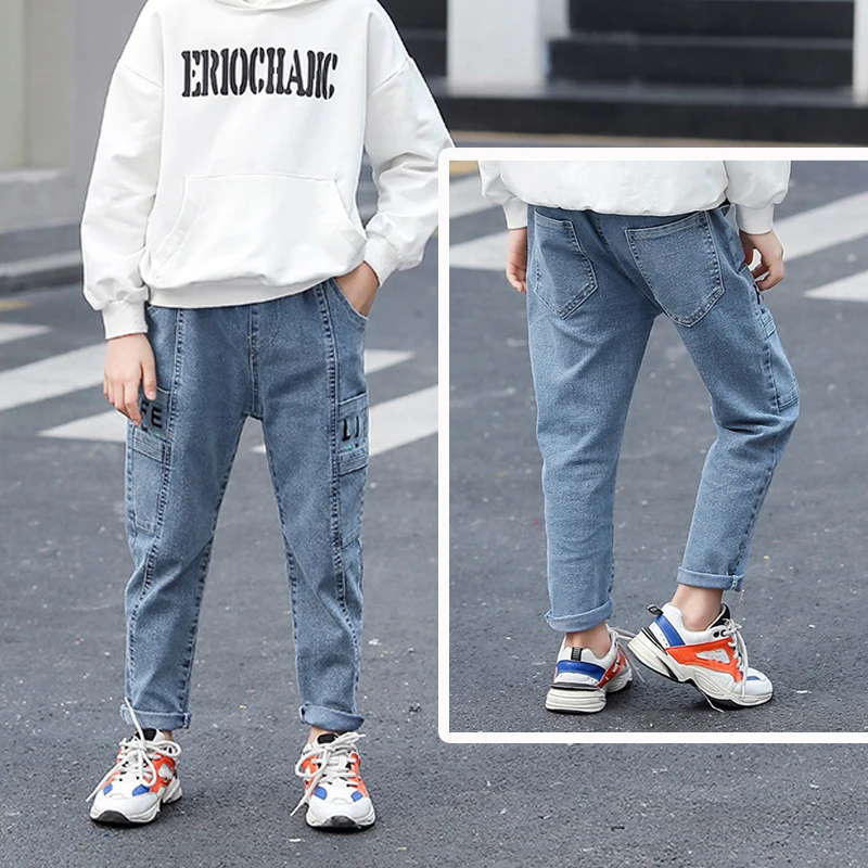 IENENS джинсы для мальчиков длинные штаны маленьких джинсовые брюки От 3 до 9 лет