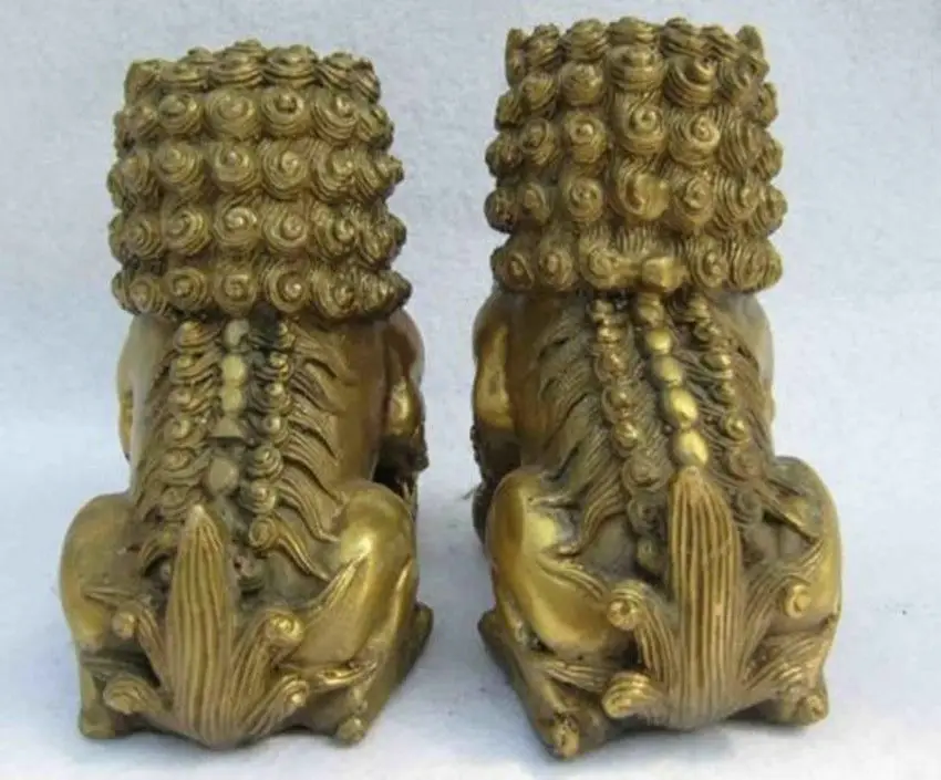 Китайская семья фэн-шуй медная латунная дверь для собак талисман пара льва