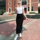 Эластичная трикотажная юбка, Женская длинная юбка, осенне-зимняя скромная мусульманская юбка принцессы длиной до щиколотки, праздничная Исламская одежда