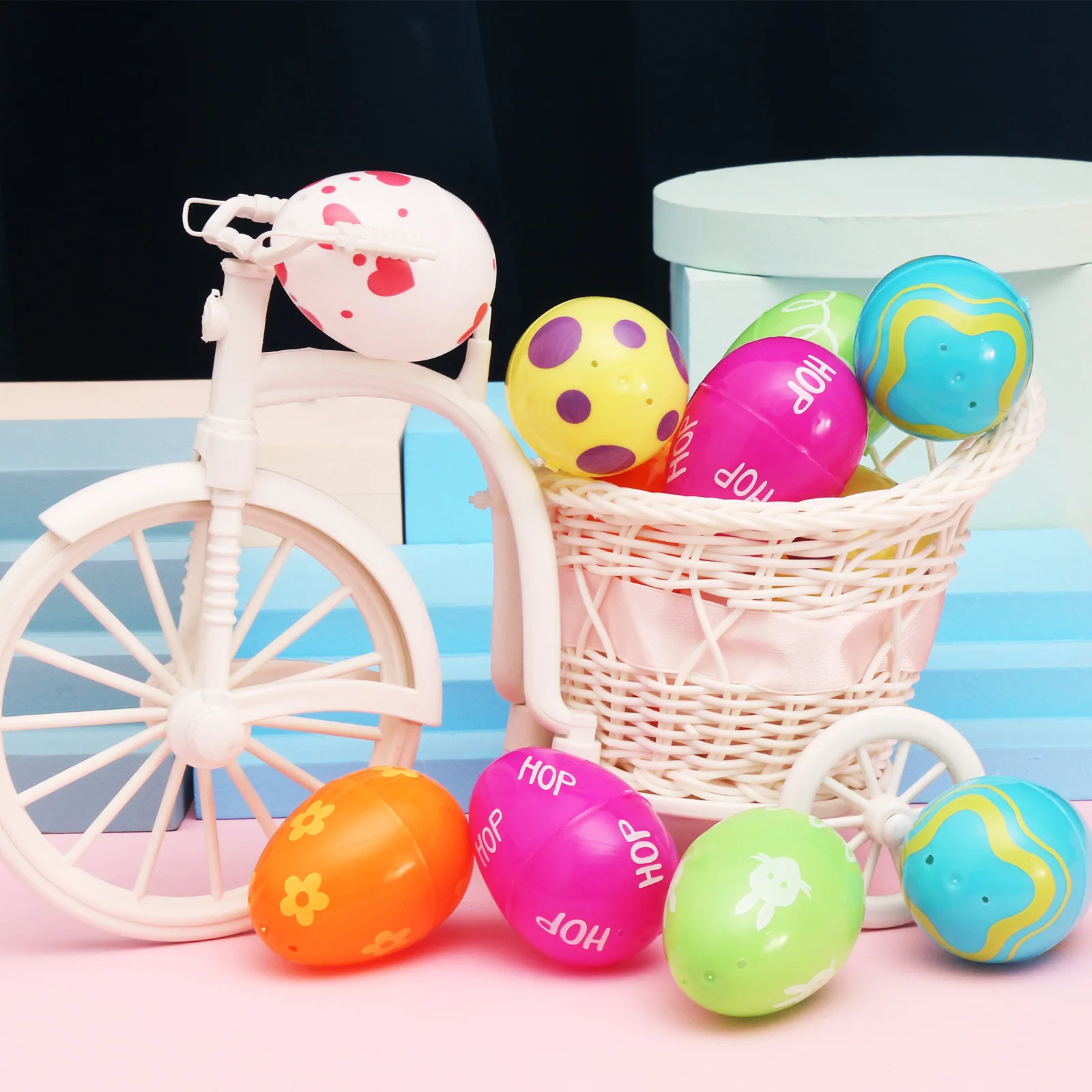 

12 PCS Children Printed Pastel Plastic Easter Surprise Eggs Assorted Eggs Hunt Party Children DIY Educational For Easter Hunt