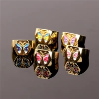 colorful butterfly rings for women vintage stainless steel opening adjustable ring birthday gift for lover couple friend jewelry