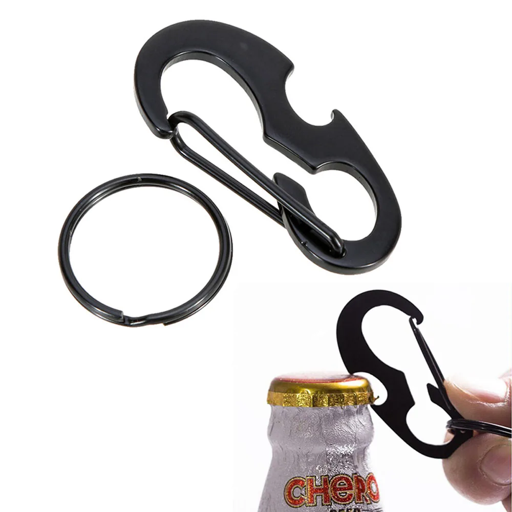 

Многофункциональный инструмент D-Форма пружинная скоба крючок на открытом воздухе Альпинизм Карабин Пряжка открывалка для бутылок брелок ...