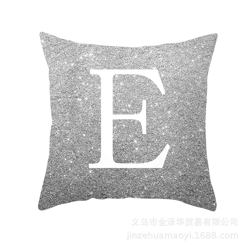 

45x45 Cushion Sofa Cover 2020 Silver Letter Pillowcase Car Sofa Cushion Cover Household Goods Peach Skin Lumbar Cushion