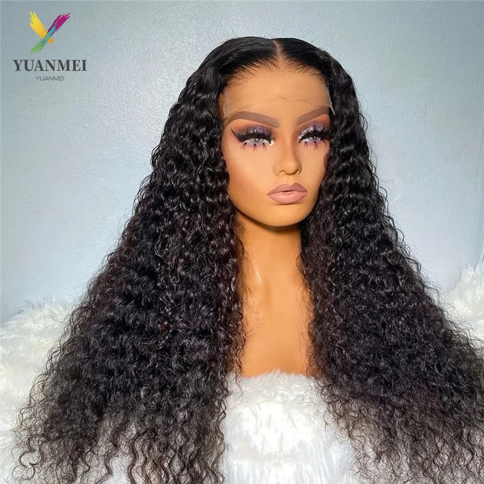 30 Inch Glueless Deep Wave Lace Frontal Wigs Brazilian Natural Brown Lace Front Human Hair Wigs For Women Deep Curly Closure Wig