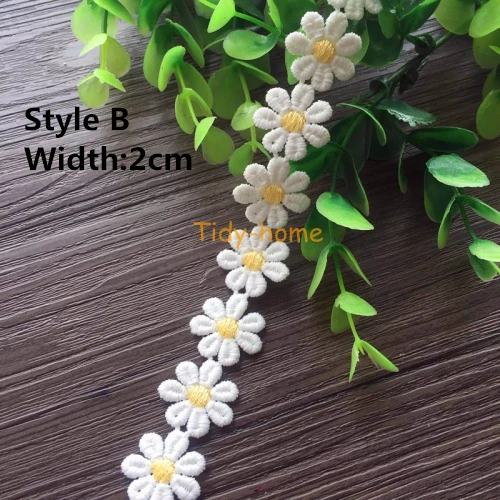 1 ярд белый милый цветок кружева растворимые Вышивка Кружева отделка молочного