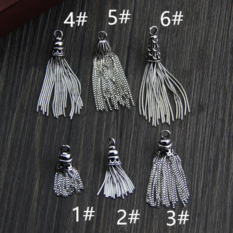 925 Sterling Silver Snake Chain Tassel Earring Pendant Fashion Vintage Charms Accessories Bracelet Necklace DIY Jewelry Making