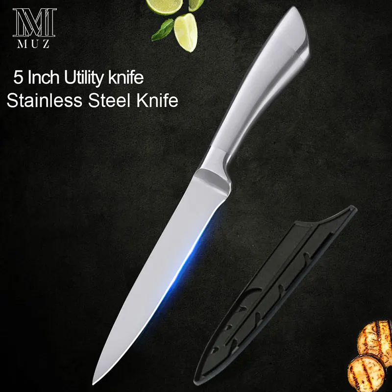 5 inch Utility Knife Новое поступление ножей из нержавеющей стали набор кухонных аксессуаров для очистки овощей утилита Santoku нарезки хлеба шеф-повара нож с Покрытие оболочки - Цвет: 5 inch Utility Knife