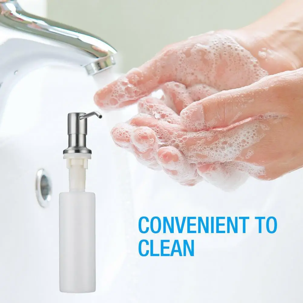 

300ML Useful Soap Dispenser Ergonomic Design Easy to Install Stainless Steel Rotating Pump Liquid Soap Container for Kitchen Sin