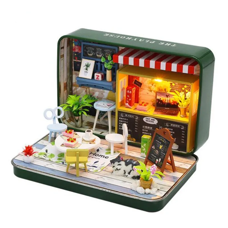 

Diy Miniature doll box Kit Theatre house Miniature Toy with Furniture Accessories assembly model kits Christmas birthday gifts
