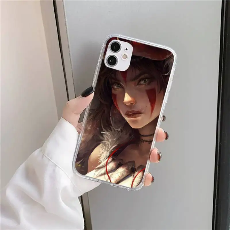 

Portrait of Princess Mononoke Phone Case Transparent for iPhone 11 12 mini pro XS MAX 8 7 6 6S Plus X 5S SE 2020 XR