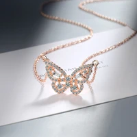 simple luxury zircon butterfly necklace for women girl birthday gift clavicle chain collares jewelry gift