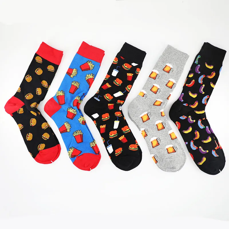 Модные счастливые носки бургер фри пивная кружка мужские забавные женские