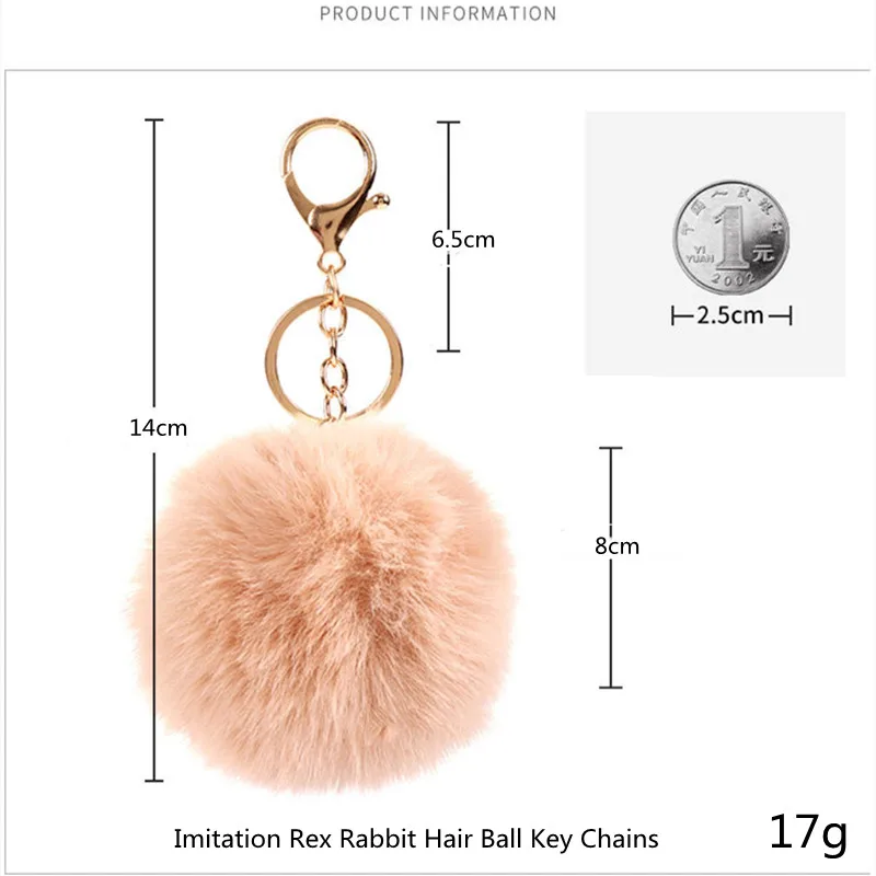 

Artificial Rabbit Fur Ball Keychains Fluffy Pompom Car Keyring Holders For Woman Bag Pendants Key Chains Fashion Jewelry Gifts