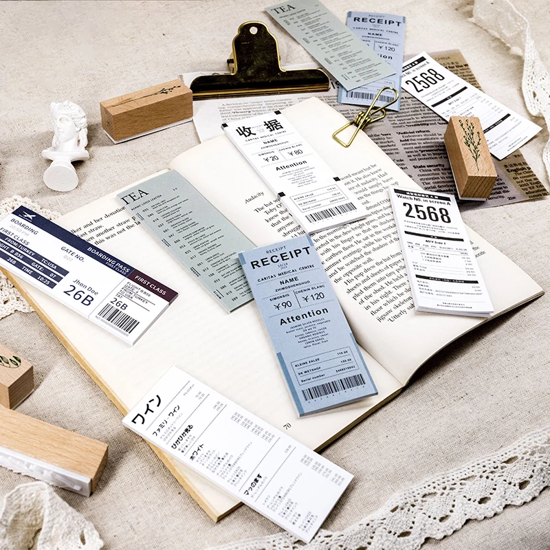30 шт. Ретро квитанция билета блокнот заглушка Липкие заметки бумага для заметок