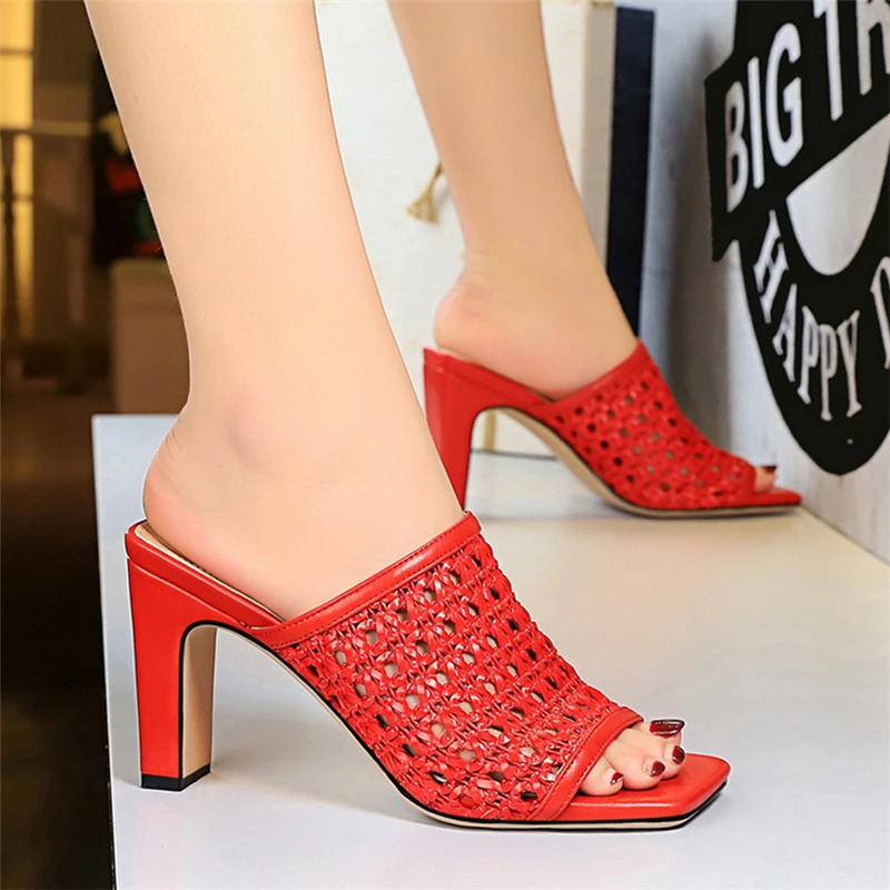 Туфли без пяток на высоких каблуках летние шлёпанцы для женщин туфли блочном