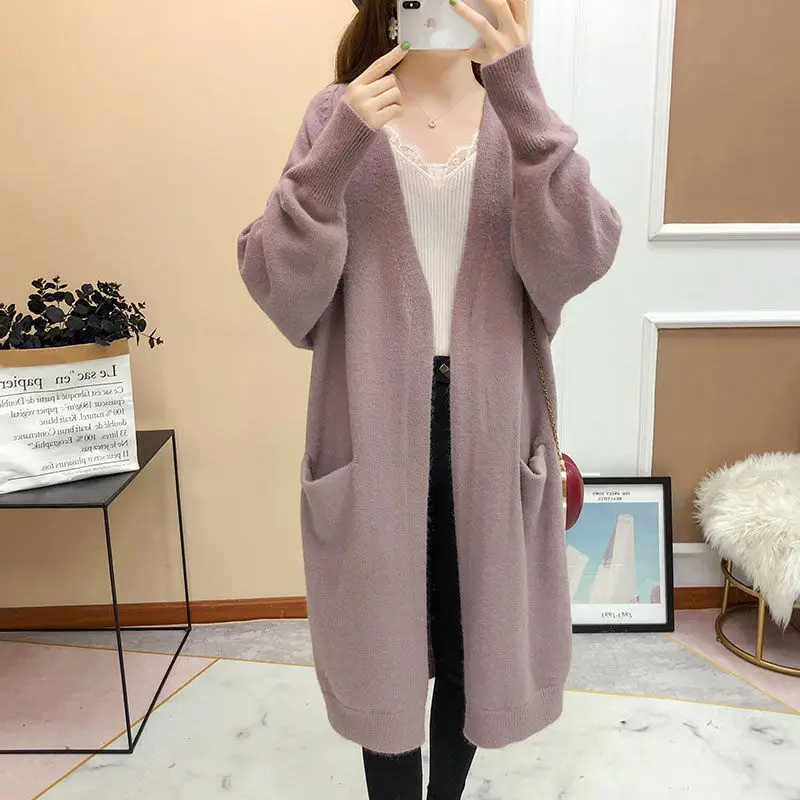 Женский осенне зимний вязаный кардиган с V образным вырезом| |