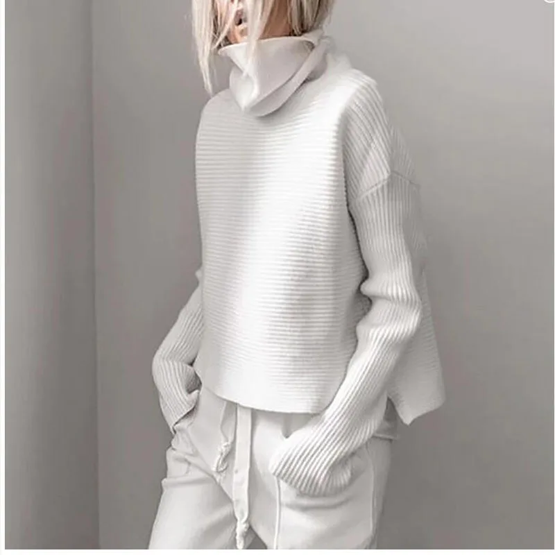 2019 осень и зима Новый Модный женский свитер короткий с высоким воротником