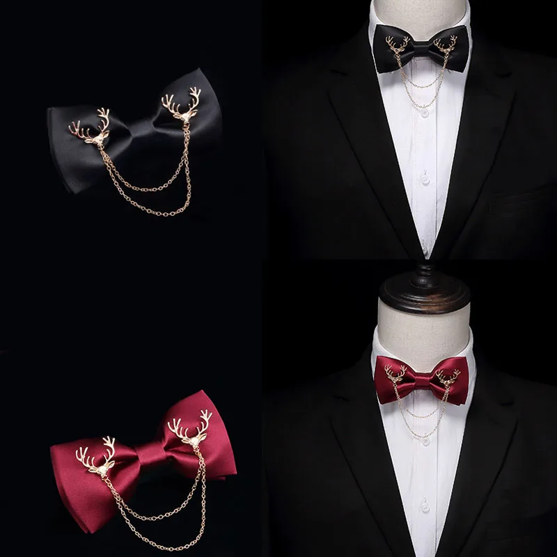 

New Metal Elk Bow Tie Men's Retro England Bow Wedding Business Banquet Groom Groomsmen Dress Accessories Gifts Handmade Jewelry