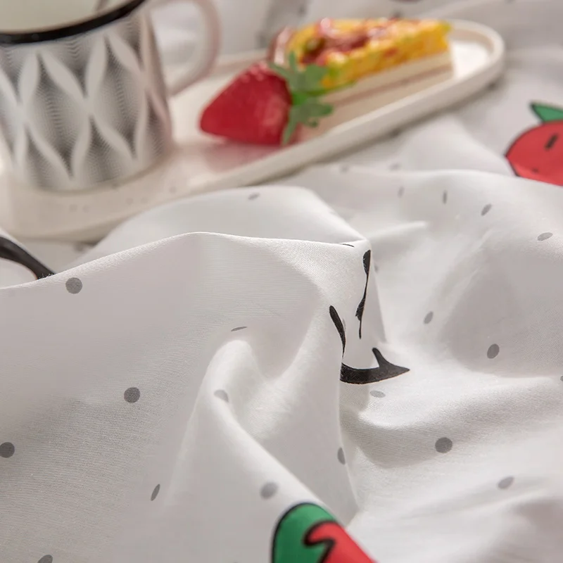 Белый пододеяльник комплекты из хлопка с принтом клубника одеяло покрывало один