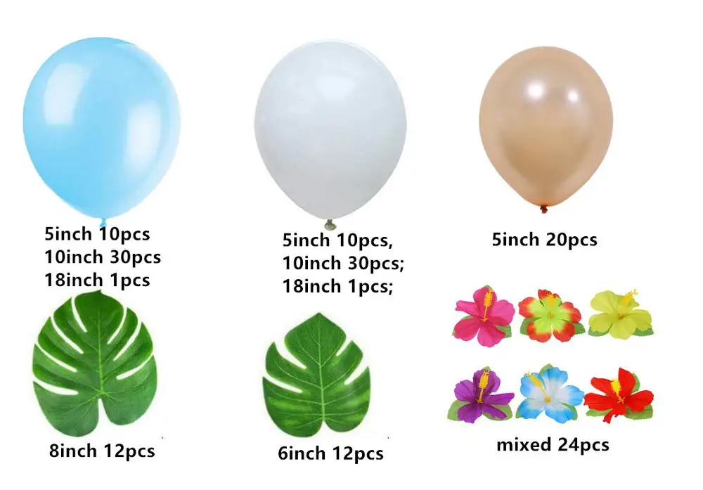 White Blue Hawaiian Balloon Garland Arch Kit with Tropical Palm Leaves for Engagement Wedding Birthday Luau Party Decorations | Дом и сад