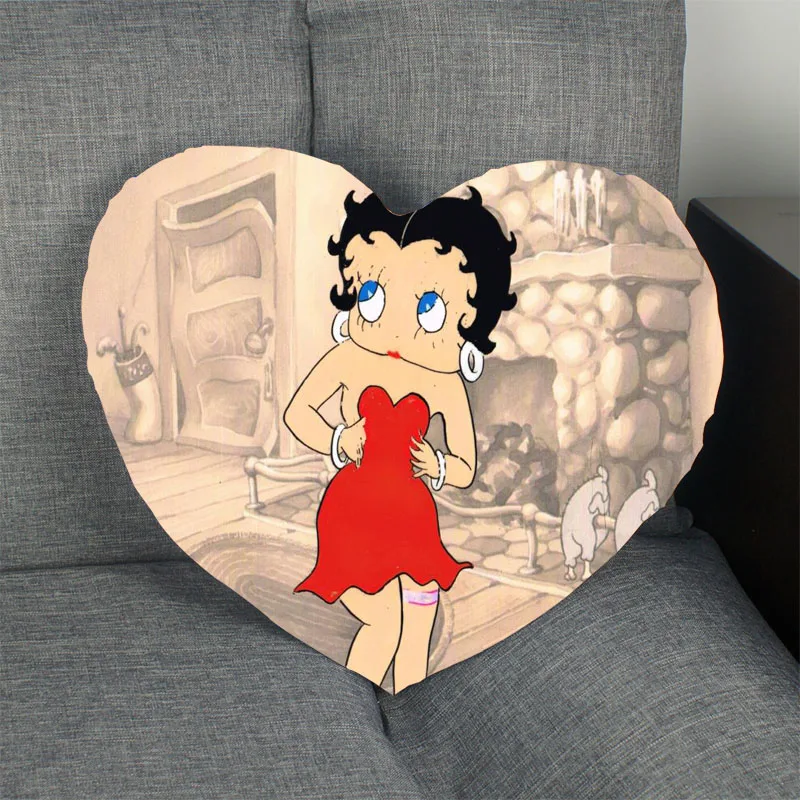 27 Betty Boop горячая Распродажа наволочка в форме сердца на заказ Наволочка на молнии для свадьбы для дома или офиса, декоративные, размер 41x36 см, 47x42 см - Цвет: 27
