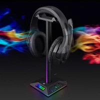 gaming headset stand with 3 5mm 2 usb ports rgb non slip headphones holder for gamer gaming computer desktop pc accessories