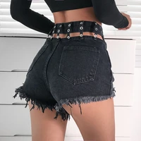women shorts gothic sexy high waist hollow out denim shorts summer slim hip wide leg casual black shorts for female e girl punk