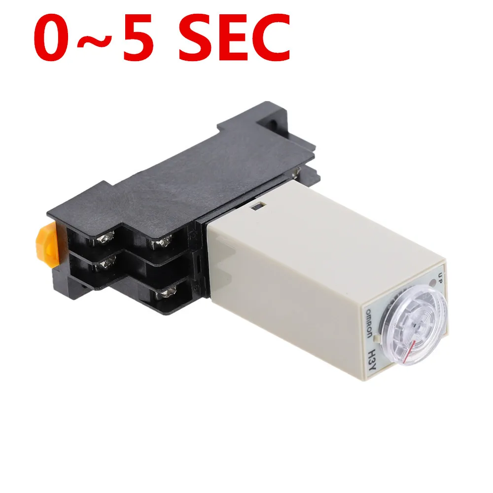 1 шт. H3Y 2 DC 12V 24V /AC 110V 220V Таймер задержки Реле времени 0 5 сек с базой 5A|time relay|delay timerac