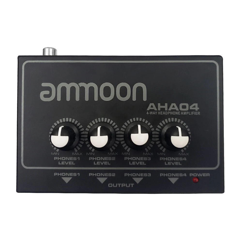 

ammoon AHA04 Portable 4-Way Headphone Amplifier Amp with 1/4 inch & 1/8 inch Inputs Outputs RCA Stereo Input Volume Control