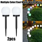 Уличный светодиодный фонарь на солнечной батарее, водонепроницаемый круглый садовый ночник для дорожек, ландшафта, водонепроницаемый светильник для двора, 2 шт.