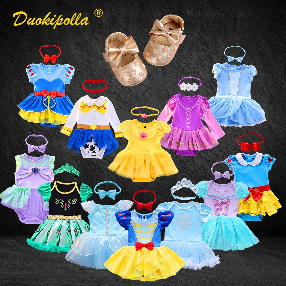 Pelele de princesa para niñas, vestido de cumpleaños de 1 a 2 años, ropa de fantasía de hadas para recién nacidos, Elsa, Ariel, Rapunzel, Belle
