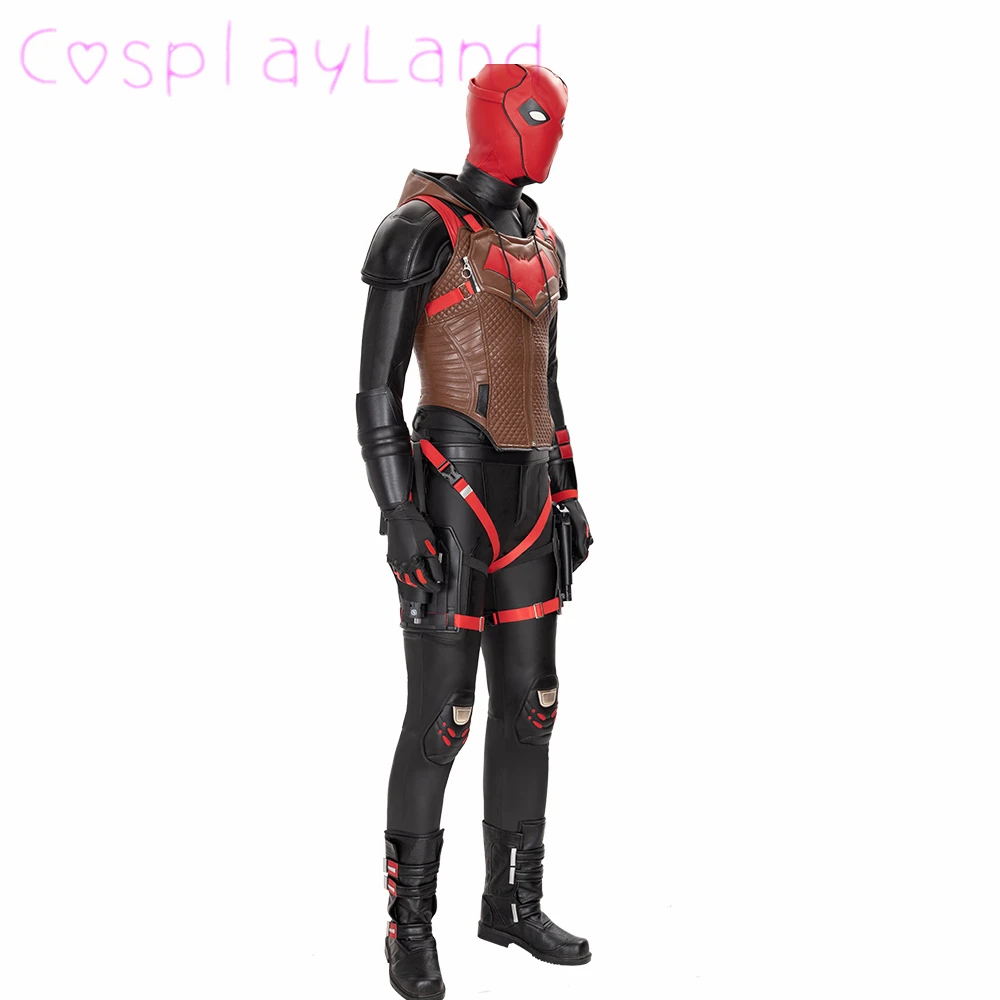 Gotham Knight Red Hood Cosplay Costume Jason Todd Halloween Cosplay Costumes Men Leather Outfit Gotham Knight Suit