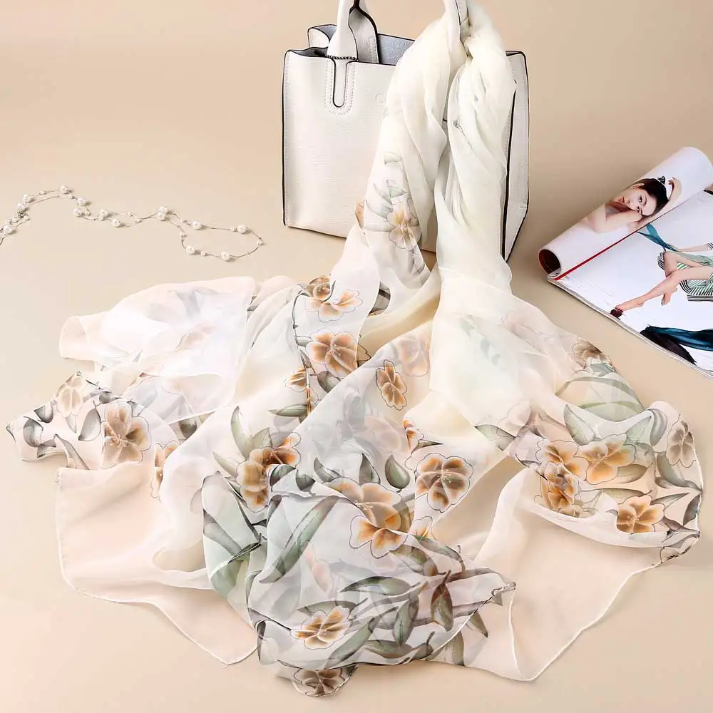 [VIANOSI] 2019 Для женщин шелковый шарф люксовый бренд белый платок wrap старинные