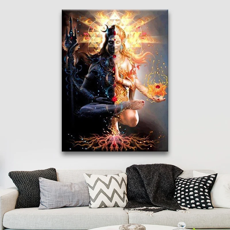 

Shiva Dark And Light Canvas Prints Picture Modular Paintings For Living Room Poster On The Wall Home Decor
