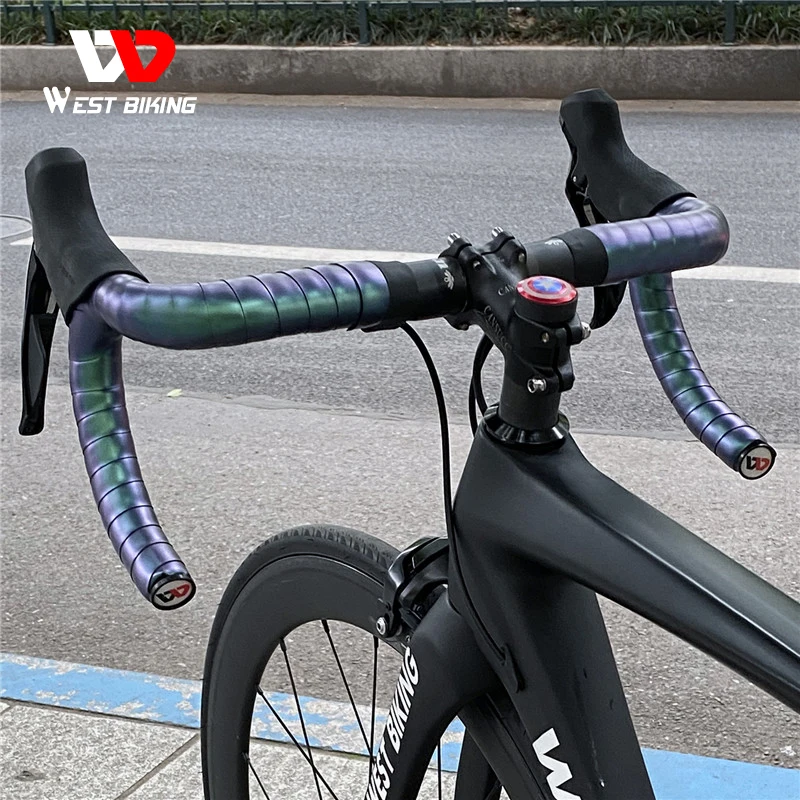 

WEST BIKING Bike Handlebar Tape Reflective Discoloration Road Bike Cycling Bar Tape Wrap With Bar Plugs Bicycle Accessories