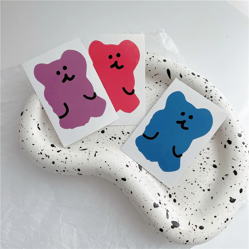 

3pcs Cartoon Color Bear Cute Stickers Korean Ins Kawaii Sealing Paster Stationery Diy Mobile Phone Tablet PC Decorative Sticker