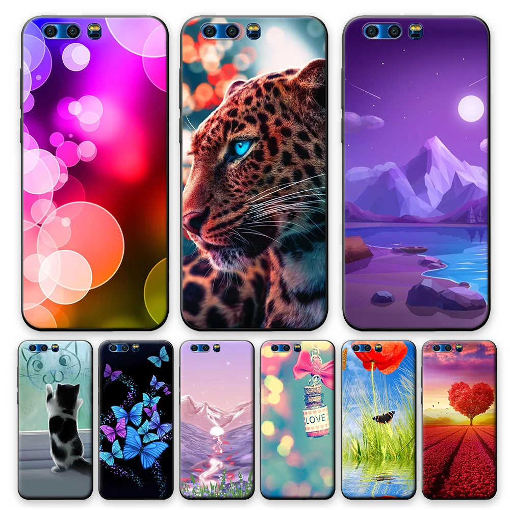 For Honor 9 Case Phone Back Cover Silicone Shockproof Huawei Soft TPU on Leopard |
