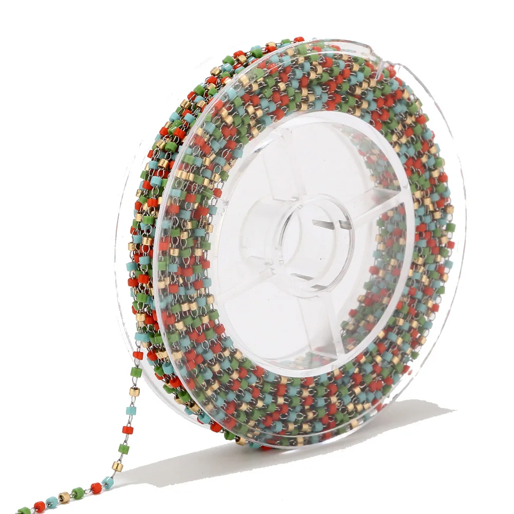 Цепь из нержавеющей стали с японскими бусинами для изготовления ювелирных