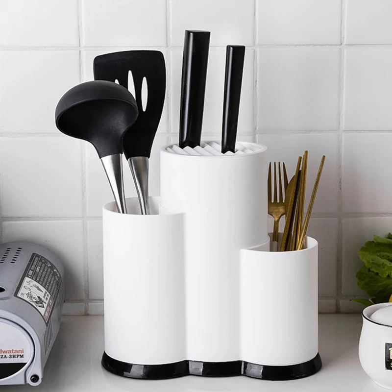 

Knife Holder Multi-Function Utensil Holder Knife block PP Flatware Drainer Storage box Spoon Fork Rack Kitchen Organizer Rack
