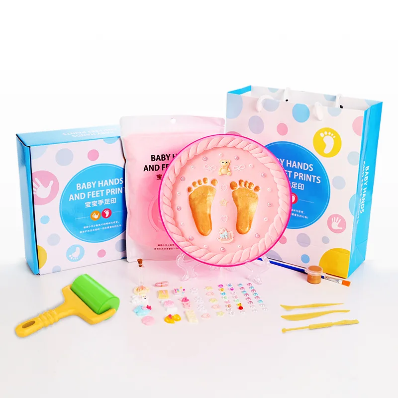 JXM Baby Footprint Gift Care Air Drying Soft Clay DIY Babies Hand Foot Imprint Kit Casting Toys Print Pad Newborn Souvenir | Мать и