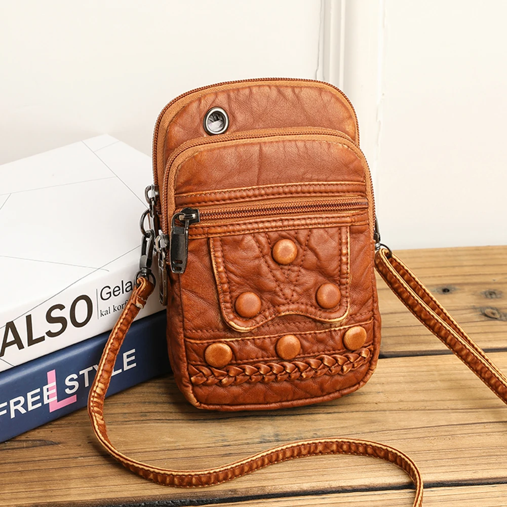 

Women Phone Wallet Purse Solid Shoulder Handbags Soft PU Leather Crossbody Mobile Phone Pouch Fashion Retro Ladies Crossbody Bag