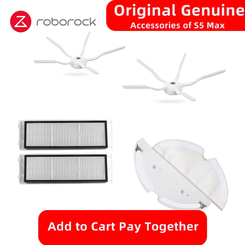 

Geniue Roborock S5 Max Accessories Original Mop Cloths Main Brush Side Brush HEPA Filter Dock Base Water Tank Replacement