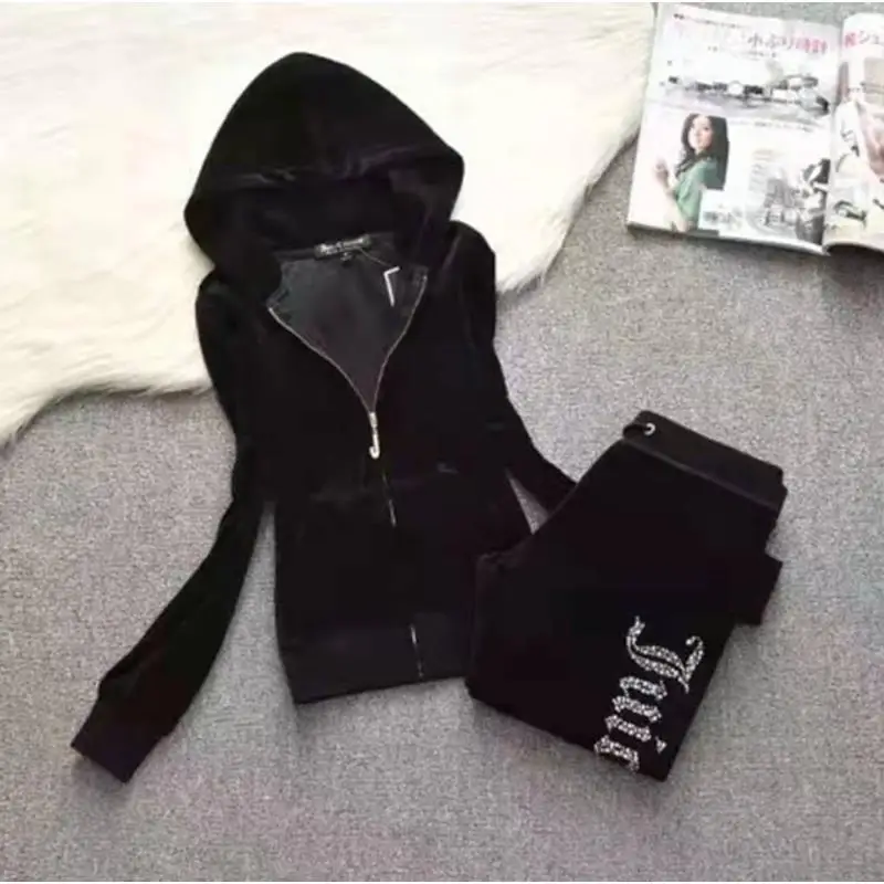 

Women Velvet Tracksuit Track Suit Couture Two Piece Pants Sets Plus Size Jackets Pant Suits Fall