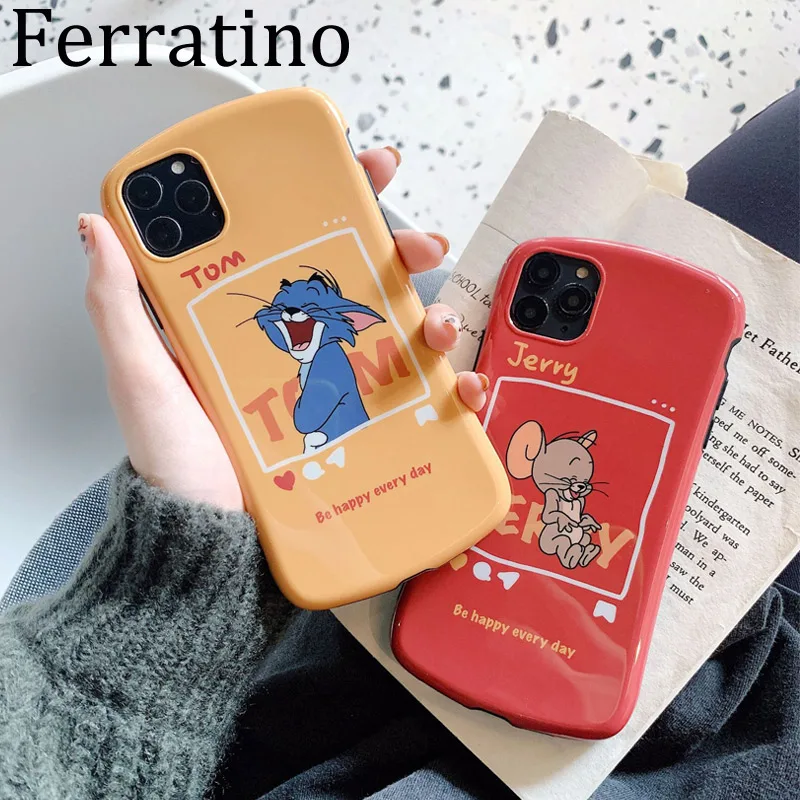 Чехол для iPhone 11 Pro Max чехол телефона с мультяшным Томом котом и Jerry Mouse мягкий из ТПУ