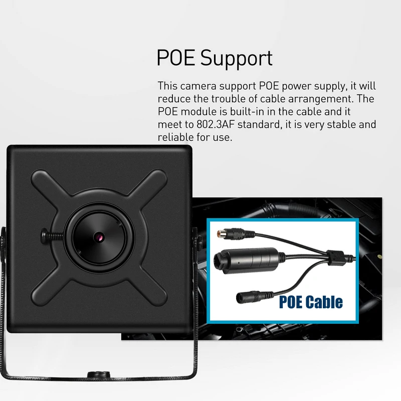 POE HD 3MP H.265 аудио мини IP-камера 1296P / 1080P 3 7 мм объектив для помещения безопасности